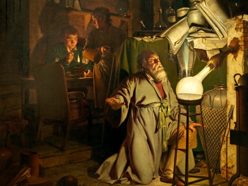 0037-01 Wright Derby Alchemist discovering phosphorous